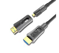 ATZEBE Cavo HDMI Fibra Ottica 100m - Supporta 4K@60Hz HDR 4:4:4 8bit, 18Gbps, 3D, ARC, HEC, CEC, HDCP 2.2 Con Connettori Dual Micro HDMI e Standard
