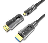 ATZEBE Cavo HDMI Fibra Ottica, Cavo HDMI 2.0 Supporta 4K@60Hz HDR 4: 4: 4, 18Gbps, 3D, Ethernet, ARC, CEC, HDCP 2.2 con connettori Dual Micro HDMI e Standard HDMI Connectors (50M)