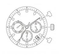AU-Factory Miyota JP25 12 1/2 '' 'SC DATA4,5 DUAL TIME, 3 TASTIDimensione impia