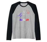 Au Galop Cavalier Français Cheval Equitation Made in France Maglia con Maniche Raglan