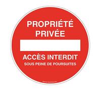 AUA SIGNALETIQUE 201423-R-BS-v-180 Cartello «accesso alla proprietà privata vietato sotto pena di accusa» adesivo vinilico, diametro 180 mm