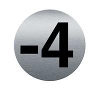 AUA SIGNALETIQUE 201858-F AluSign"Number -4" placca per porta in alluminio spazzolato stampato con retro adesivo su entrambi i lati, 85 mm x 3 mm