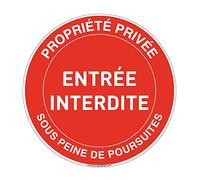 AUA SIGNALETIQUE 202022-R-BS-p-180 Pannello «ingresso di proprietà privata vietato sotto pena di procezione penale» pvc, diametro 180mm