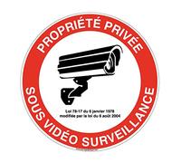 AUA SIGNALETIQUE 202026-R-BS-a-180 Pannello «proprietà privata sotto videosorveglianza» alluminio dibond, diametro 180mm