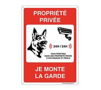 AUA SIGNALETIQUE 202066-AI-a-350x490 Pannello preforato con angoli arrotondati «private property i mond the guard» dibond in alluminio, 350mm x 490mm