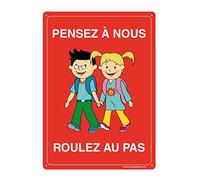 AUA SIGNALETIQUE 202086-AI-a-350x490 Pannello preforato con angoli arrotondati «roll the step think about us children» alluminio dibond, 350mm x 490mm