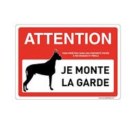 AUA SIGNALETIQUE 202167-AP-p-490x350 Cartello con angoli arrotondati «attention dog i monte la garde» pvc, 490 x 350mm