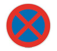 AUA SIGNALETIQUE 4643-R-BS-p-270 Segnale di Stop e Parcheggio Vietato in PVC, Diametro 270mm
