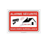 AUA SIGNALETIQUE - Autocollant Alarme sécurité sous vidéo Surveillance 24h/24 PROPRIÉTÉ PRIVÉE - 420x300 mm, Vinyl adhésif