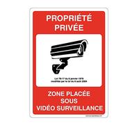Aua Signaletique Cartello con Angoli Arrotondati"Area di Proprietà Privata Posizionata Sotto Videosorveglianza" in Alluminio, 150 X 210 Mm