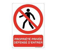 Aua Signaletique Cartello con Angoli Arrotondati "Private Property Defense To Enter" in Alluminio Dibond, 150 X 210 Mm