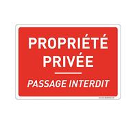 Aua Signaletique Cartello con Angoli Arrotondati "Private Property Proibito Passage" in Alluminio Dibond, 490 X 350 Mm
