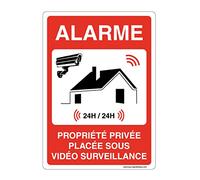 Aua Signaletique Cartello Stradale con Angoli Arrotondati"Allarme di Proprietà Privata Posto Sotto Videosorveglianza" Pvc, 150 X 210 Mm