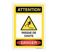 Aua Signaletique Cartello Stradale con Angoli Arrotondati"Avviso Rischio di Caduta" in Pvc, 350 X 490 Mm