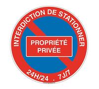 Aua Signaletique Cartello Stradale "Divieto di Parcheggio di Proprietà Privata 24 X 7J/7" Pvc, Diametro 300 Mm
