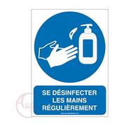 Aua Signaletique - Panneau de Signalisation Se Désinfecter les Mains Régulièrement - 450X630 Mm, Pvc 1. 5 mm