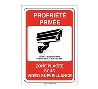 AUA SIGNALETIQUE - Panneau propriété privée Zone placée sous vidéo Surveillance 24H /24-450x630 mm, Aluminium Dibond 3mm