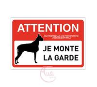 AUA SIGNALETIQUE - Panneau Signalisation Attention Chien : Je Monte la Garde - 210x150 mm, Aluminium Dibond 3mm