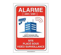 AUA SIGNALETIQUE - Panneau Site sous Alarme Vidéo Surveillance 24H /24-150x210 mm, PVC 1.5mm