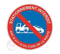 AUA SIGNALETIQUE - Panneau Stationnement Interdit avec l'Article pour Fourrière - Ø 200 mm, Aluminium Dibond 3mm