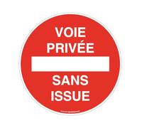 AUA SIGNALETIQUE - Panneau Voie Privée, sans Issue - Ø 130 mm, Aluminium Plat 3mm