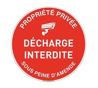 Aua Signaletique Pannello"Difesa di Scarico Della Proprietà Privata Vietata Sotto Sanzione di Mta Sotto Videosorveglianza" Pvc, Diametro 180 Mm