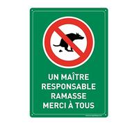 Aua Signaletique Pannello Preforato con Angoli Arrotondati"A Master Responsible For His Dog Pickup" Pvc, 300 X 420 Mm, Verde