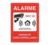 Aua Signaletique Pannello Preforato con Angoli Arrotondati"Dispositivo di Allarme e Videosorveglianza 24H/24" in Pvc, 300 Mm X 420 Mm