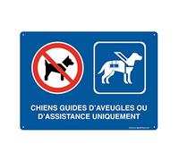 Aua Signaletique Pannello Preforato con Angoli Arrotondati "Dogs Blind Guides Or Assistance Only" in Alluminio Dibond, 420 X 300 Mm, Blu