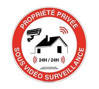 Aua Signaletique Pannello "Proprietà Privata Sotto Videosorveglianza 24H/24" Pvc, Diametro 300 Mm