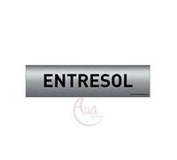 AUA SIGNALETIQUE - Plaque de porte Aluminium brossé imprimé AluSign - 200x50 mm - Double Face adhésif au dos (Entresol)