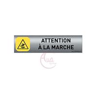 AUA SIGNALETIQUE - Plaque de porte Aluminium brossé imprimé AluSign - 200x50 mm - Double Face adhésif au dos (attention à la marche)