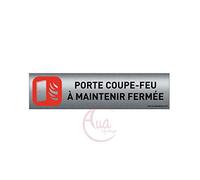AUA SIGNALETIQUE - Plaque de porte Aluminium brossé imprimé AluSign - 200x50 mm - Double Face adhésif au dos (Pote coupe-feu 1)