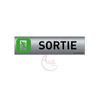 AUA SIGNALETIQUE Plaque de porte aluminium brossé imprimé -Dimensions 200 x 50 mm - Double face adhésif au dos - Impression UV directement sur l'aluminium (Pas de contre collage) (Sortie à gauche)