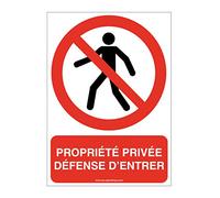 AUA SIGNALETIQUE - Signalisation propriété privée défense d'entrer Panneau ISO 7010-300x420 mm, Aluminium Dibond 3mm