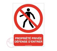 AUA SIGNALETIQUE - Signalisation propriété privée défense d'entrer Panneau ISO 7010-450x630 mm, PVC 1.5mm