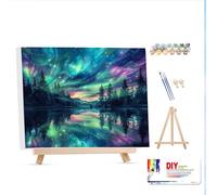 Auaora - Dipingere con numeri con cornice per adulti con kit di pittura in legno per adulti, Aurora da dipingere con i numeri, con cornice, per adulti, per regali e decorazioni da parete per la casa