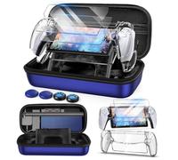 Auarte Set di accessori 12 in 1 per PlayStation Portal Remote Player, custodia rigida per PS Portal con custodia trasparente per PS5, 2 pellicole protettive con 4 impugnature per pollice, blu indaco