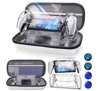Auarte Set di accessori 12 in 1 per PlayStation Portal Remote Player, custodia rigida per PS Portal con custodia trasparente per PS5, 2 pellicole protettive con 4 impugnature per pollice, bianco perla