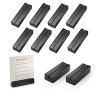 Auauraintt 10 Pezzi Portacarte in Legno di Faggio, Segnaposto per Matrimoni, Banchetti e Feste, Portafoto, Portacartoline, Portamenù (Nero)