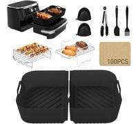 Auauraintt 11 Pezzi Accessori Friggitrice Ad Aria,per 10.4L Foodi Flexdrawer AF500EU 1 Stampo,Include friggitrice,griglia,guanti,clip,pennello per olio,raschietto per olio,100 fogli di carta oleata