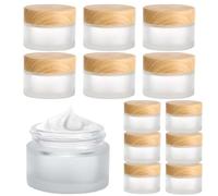 Auauraintt 12 Pezzi vasetti per crema da riempire, 20 ml/30 ml barattolo di vetro smerigliato,Barattolo di vetro con coperchio con venature del legno,per Cosmetici, Creme, Lozioni, Oli Essenziali