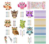 Auauraintt 16 Kit Scacciapensieri per Bambini, 8 Diversi Stili di Campanelli Eolici con Gufo Fai da Te con Accessori, Campane a Vento Adatti per Ragazzi Ragazze Compleanni Bomboniere, 16Pc-MTYFL