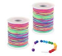Auauraintt 200m Filo per Braccialetti, 2 Pezzi 1mm x 100m Cordone Elastico Arcobaleno, Filo Perline Nylon Elastico per DIY Gioielli Collane Bracciali Artigianato Decorazioni