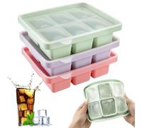 Auauraintt 3Pcs Ghiaccio Stampo Cubetti Silicone,vaschette per cubetti di ghiaccio in silicone con coperchio,impilabili e lavabili in lavastoviglie,per cocktail,birra,vino e snack per bambini inclusi