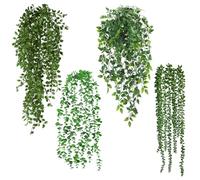 Auauraintt 4 Pezzi Finte Cadenti, 55-80 cm Pianta, Pendenti Artificiali con Vaso, Plastica per Decorazione Matrimonio Giardino Casa Balconi