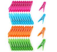Auauraintt 60 pezzi Mollette da bucato, mollette in 4 colori in plastica con stabile molla ad anello esterno, mollette antiscivolo per stendibiancheria o appendiabiti