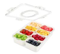 Auauraintt Ciotola per Snack, Piatto per Snack con 8 Scomparti, Scatola per Snack con Vassoio, Piatto Snack con Coperchio, Scatola per Snack, Dolciumi, Biscotti, Noci, Frutta