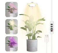Auauraintt Lampada per Piante, 72 LEDs luce per Piante Spettro Completo, Lampade Coltivazione con Timer 3/9/12H, Adattatore USB 9 luminosità Regolabile, 3 Modalità di Illuminazione, per Piccole Piante