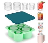 Auauraintt Vassoio per cubetti di ghiaccio in silicone per Stanley Cup,Vassoio per cubetti di ghiaccio a 3 cilindri cavi,in silicone con coperchio Senza BPA,Accessori per 20-40 oz (A)